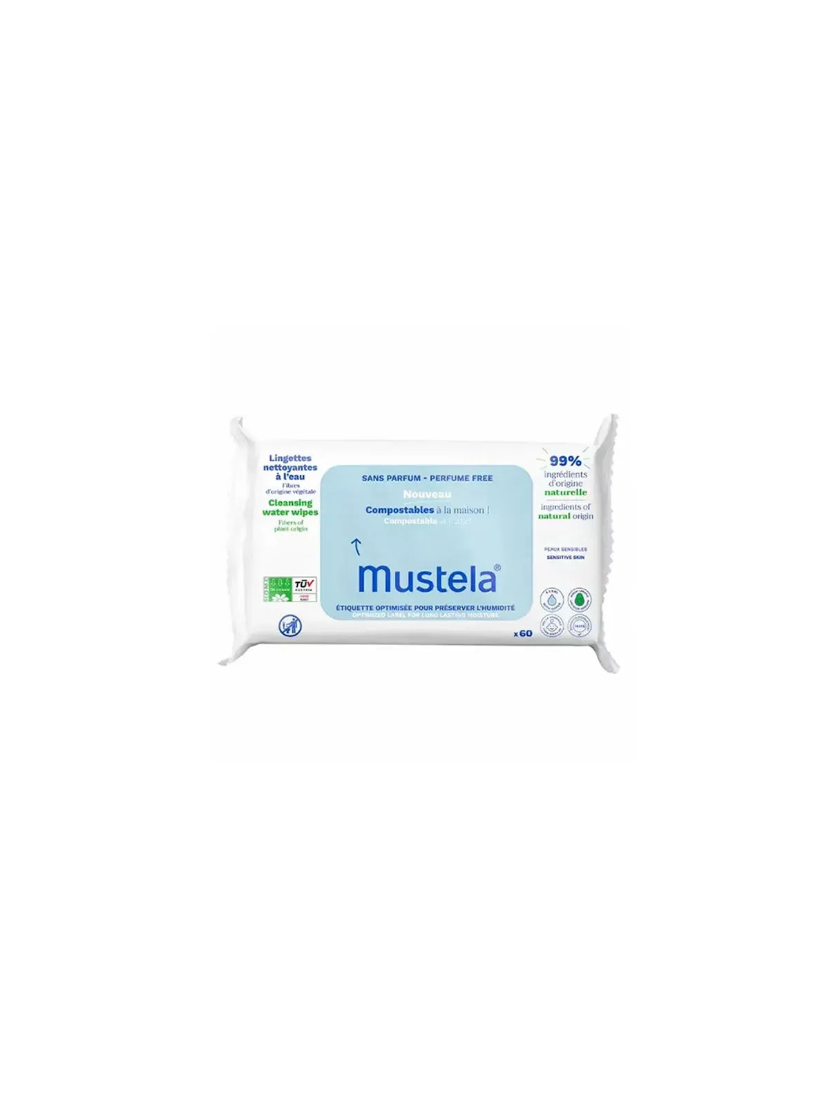 Mustela Lingettes Biodégradables 60 Unités
