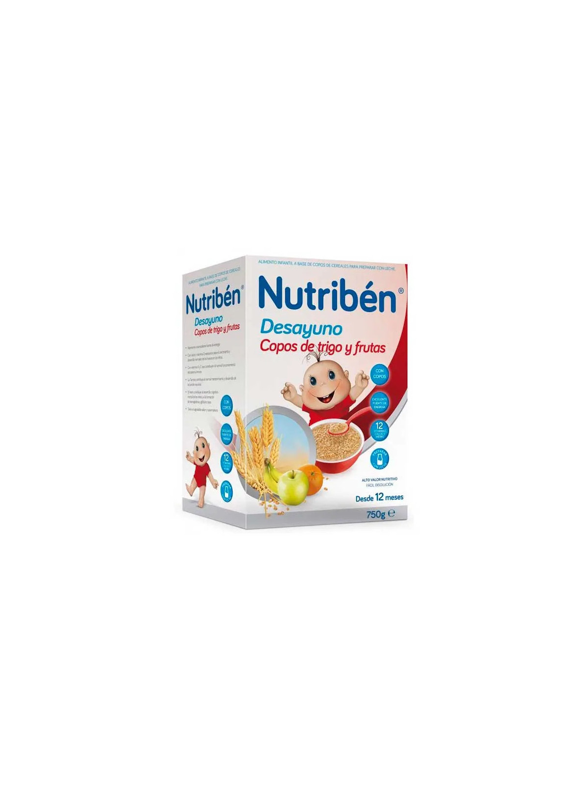 Nutribén Flocons de Petit-Déjeuner au Blé et aux Fruits 750g