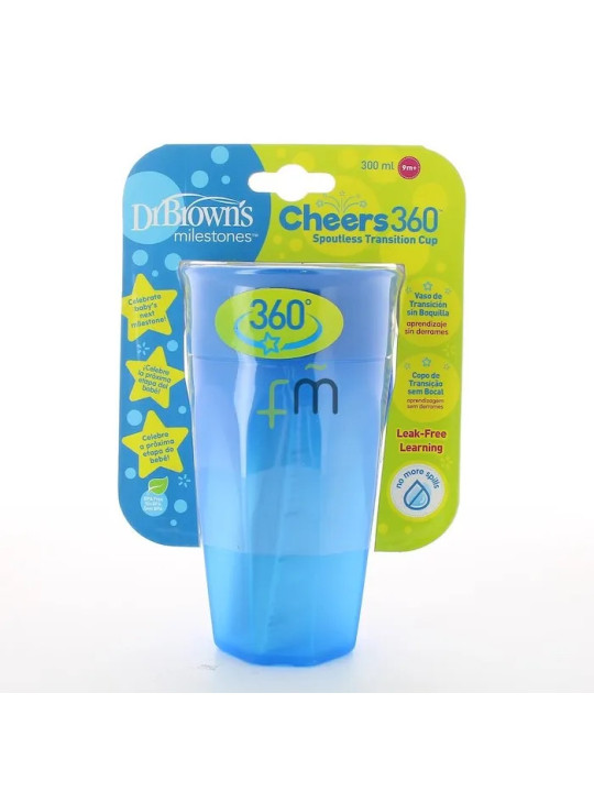 Dr. Brown's Gobelet 360 Sans Bec Verseur Bleu Sans Poignée 300ml