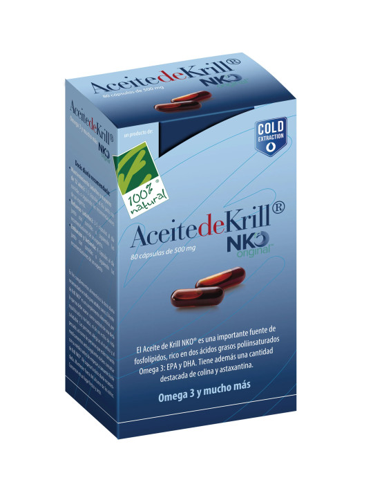 100% Natura Huile de Krill NKO 80 Capsules 500 mg