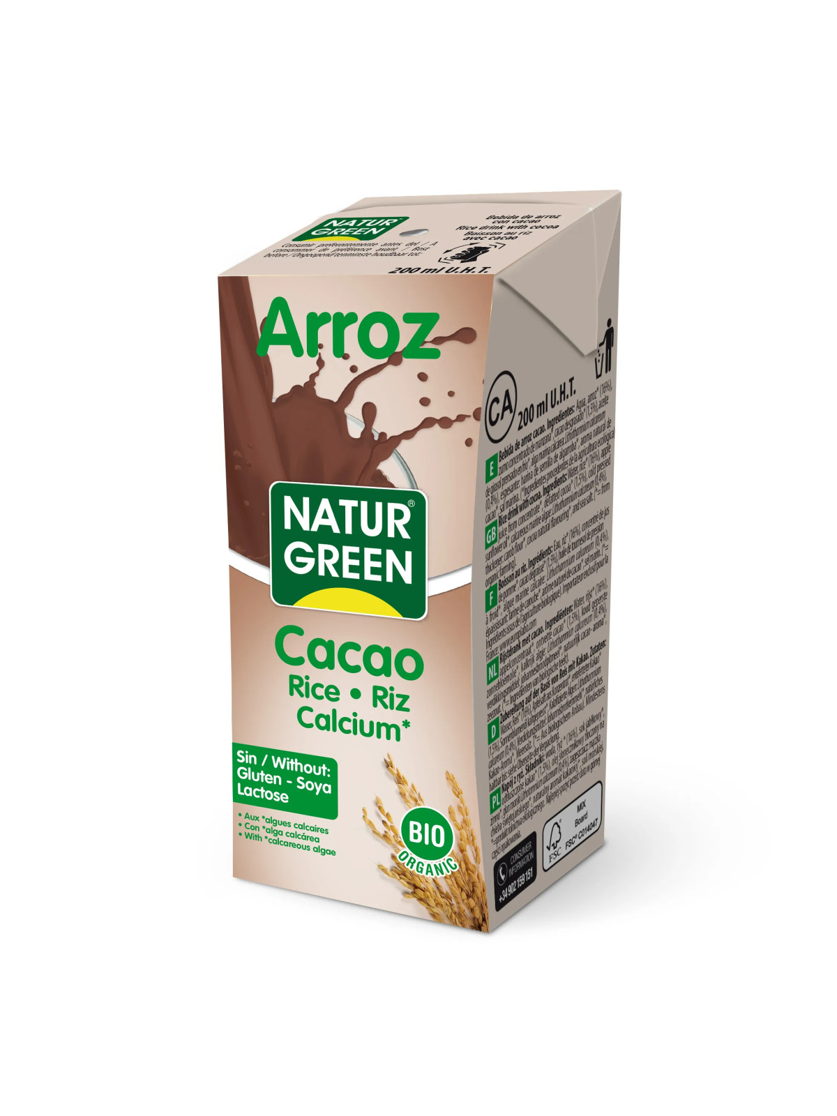 Naturgreen Boisson Riz Choco Calcium Bio 200ml