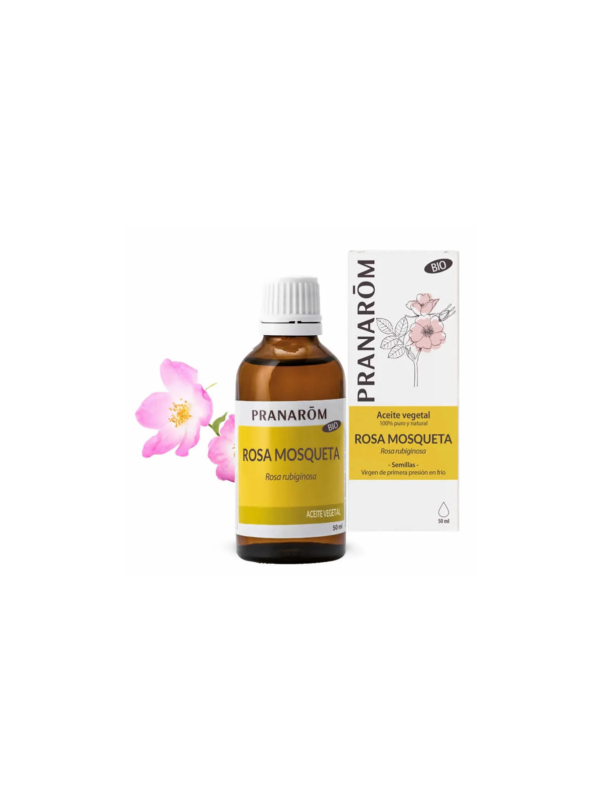 Pranarôm Rose Musquée (Rosa rubiginosa) Huile Végétale Bio 50ml