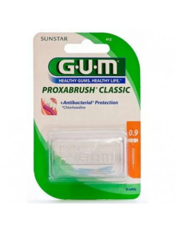 GUM Proxabrush Classic Brossettes Interdentaires Chlorhexidine 0,9mm 8 Unités