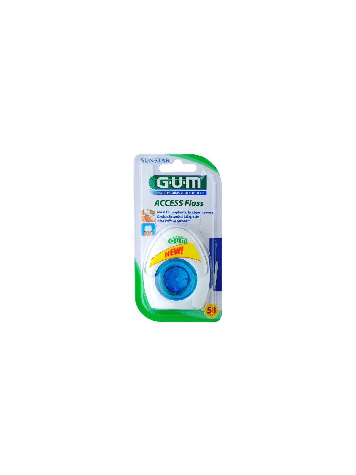 GUM Implant Floss Fil Dentaire pour Implants 50 Fils x 30cm