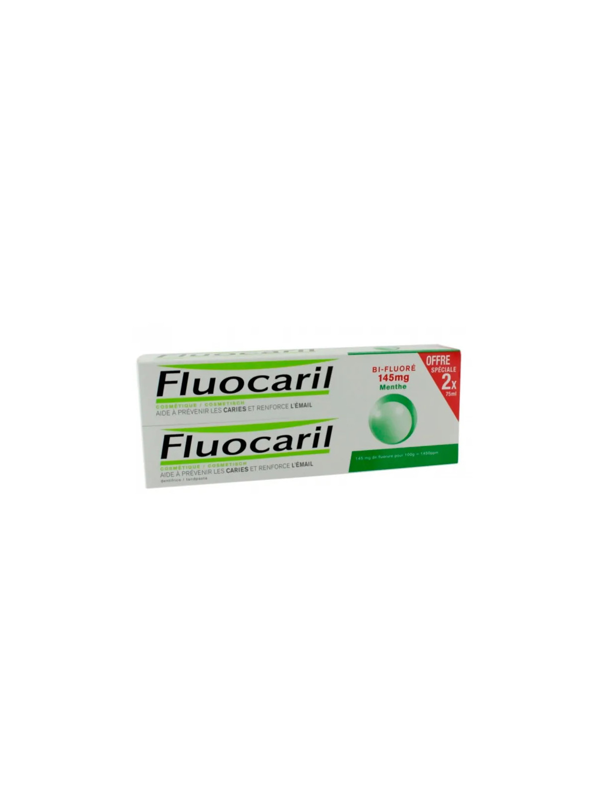 Fluocaril Bi-Fluoré Menthe Dentifrice 145mg 2x75ml