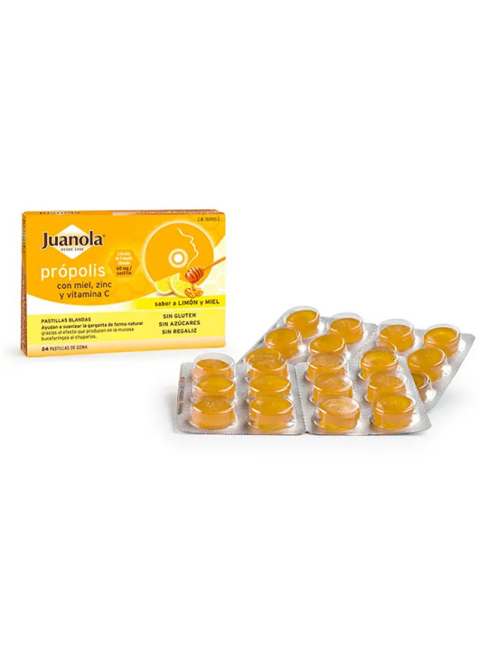 Juanola Propolis Miel Zinc Vitamine C 24 Pastilles