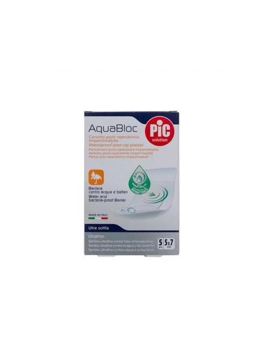 Pic Aquabloc Pansement Stérile Postopératoire avec Bactéricide 5x7cm 5 unités