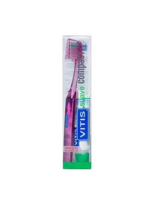 Vitis Brosse à Dents Compacte Souple avec Dentifrice Aloe 15ml