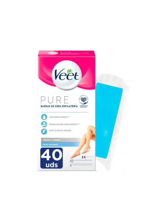 Veet Bandes de Cire Froide Peaux Sensibles 40 bandes