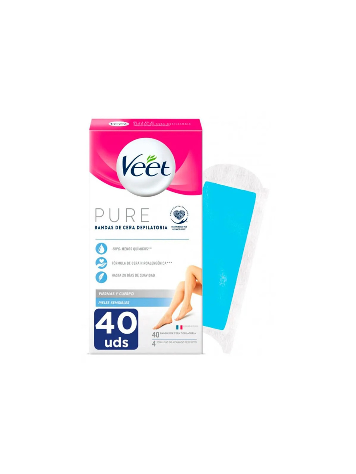 Veet Bandes de Cire Froide Peaux Sensibles 40 bandes