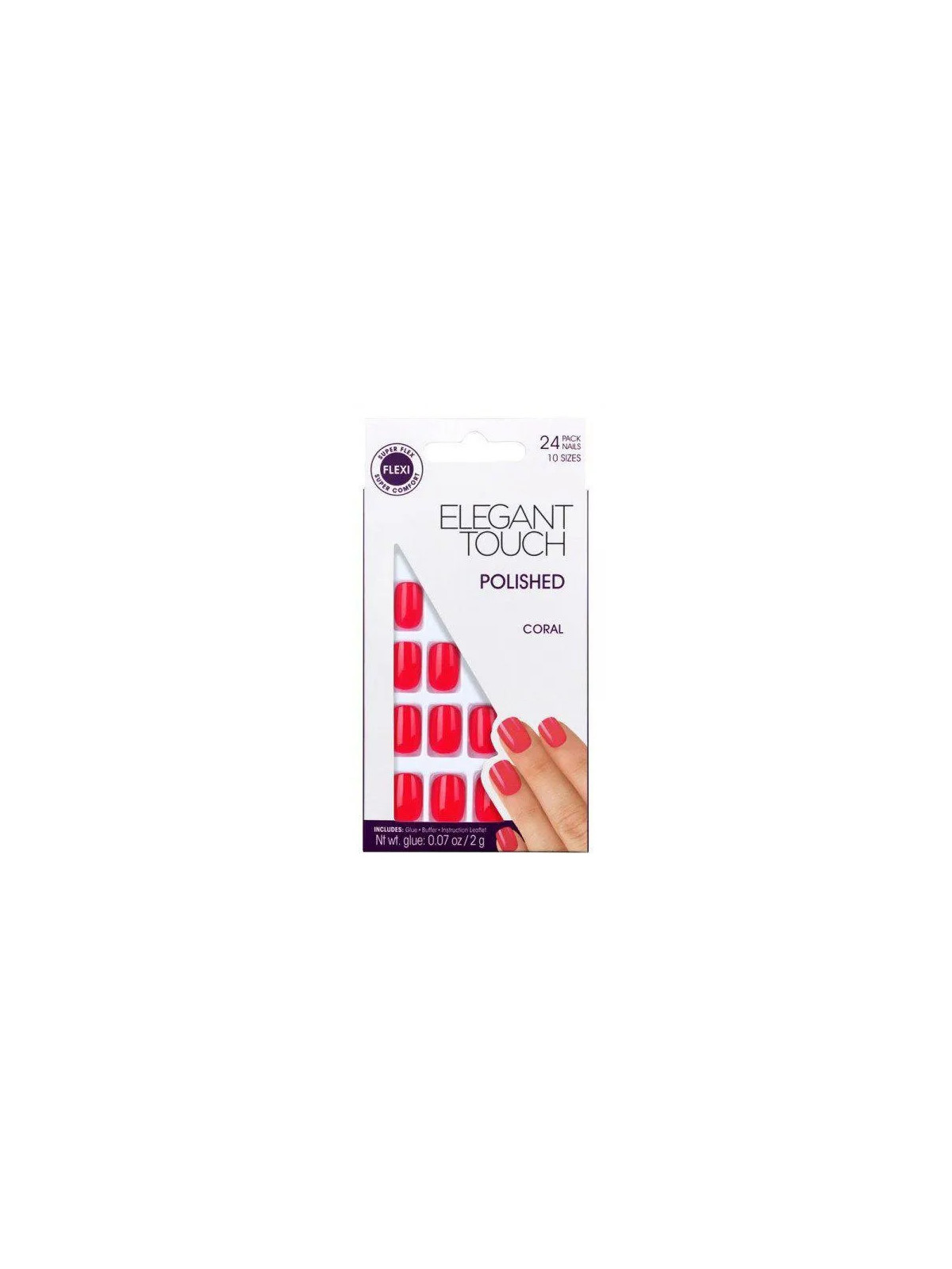 Elegant Touch Core Colour Faux Ongles avec Colle Squoval Noir Minuit 24 Unités