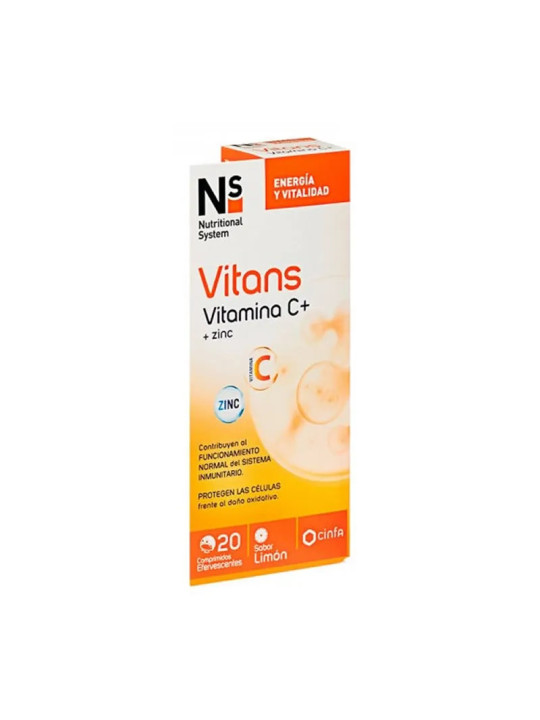 NS Vitans Vitamine C + Zinc 20 Comprimés Effervescents Saveur Citron